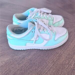 Nike Dunks, aqua and white, size 2